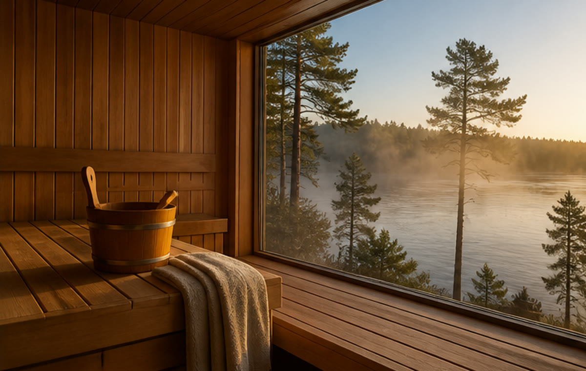 Cedar sauna overlooking Lake Rosseau